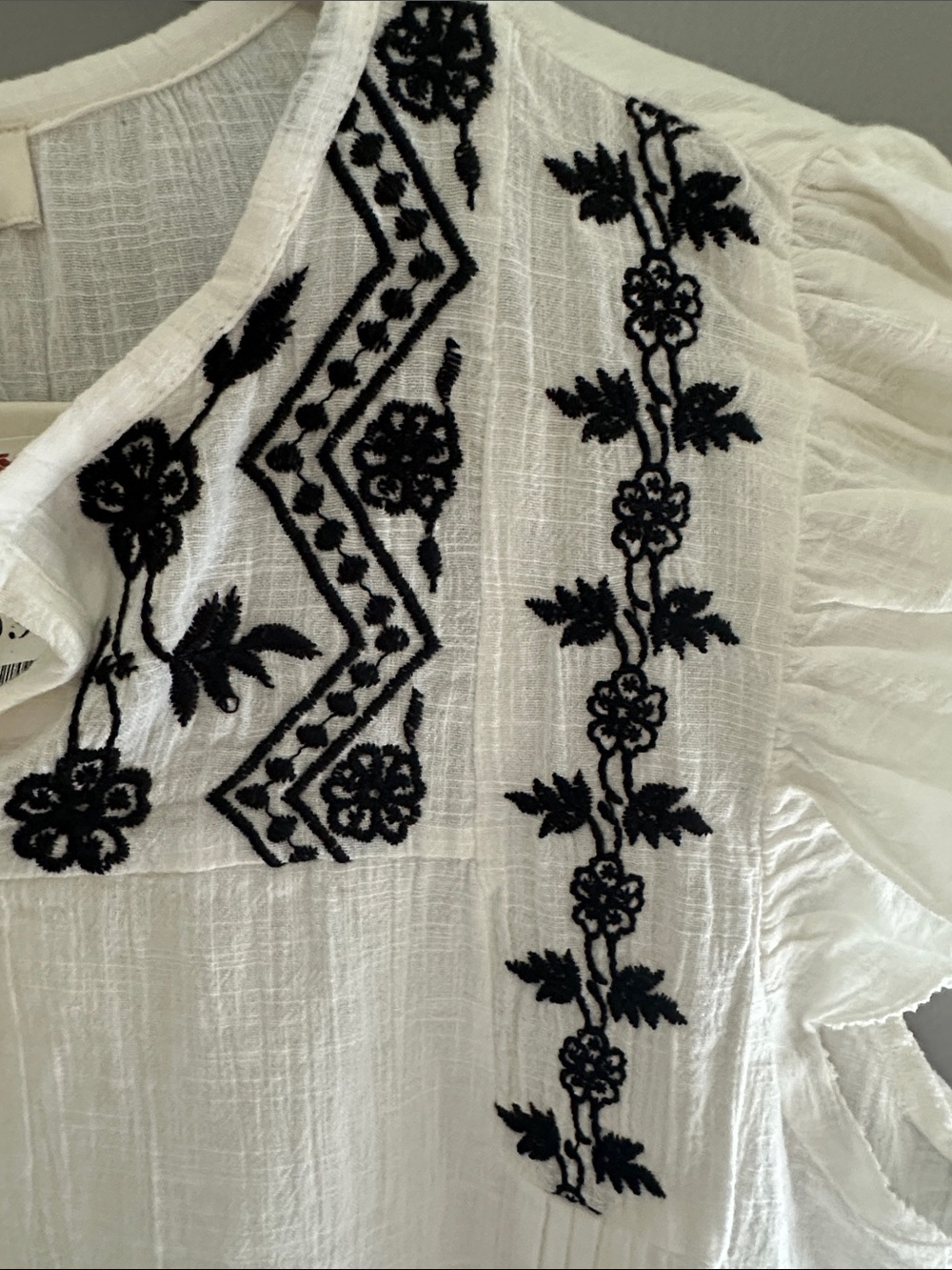 Jennifer & Grace Ecru Embroidered 100% Cotton Blouse Women's Size 1X NWT - Picture 4 of 9
